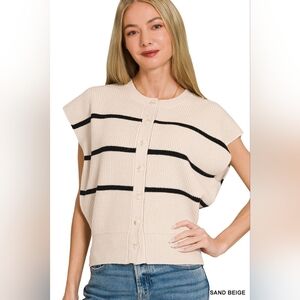 Zenana Striped Viscose Sweater Vest